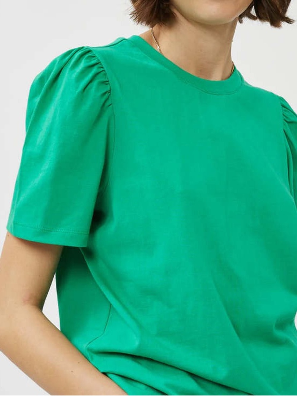 A.L.C. Kati Ruched Puff Sleeve Short Sleeve T-Shirt Top Size Small Green